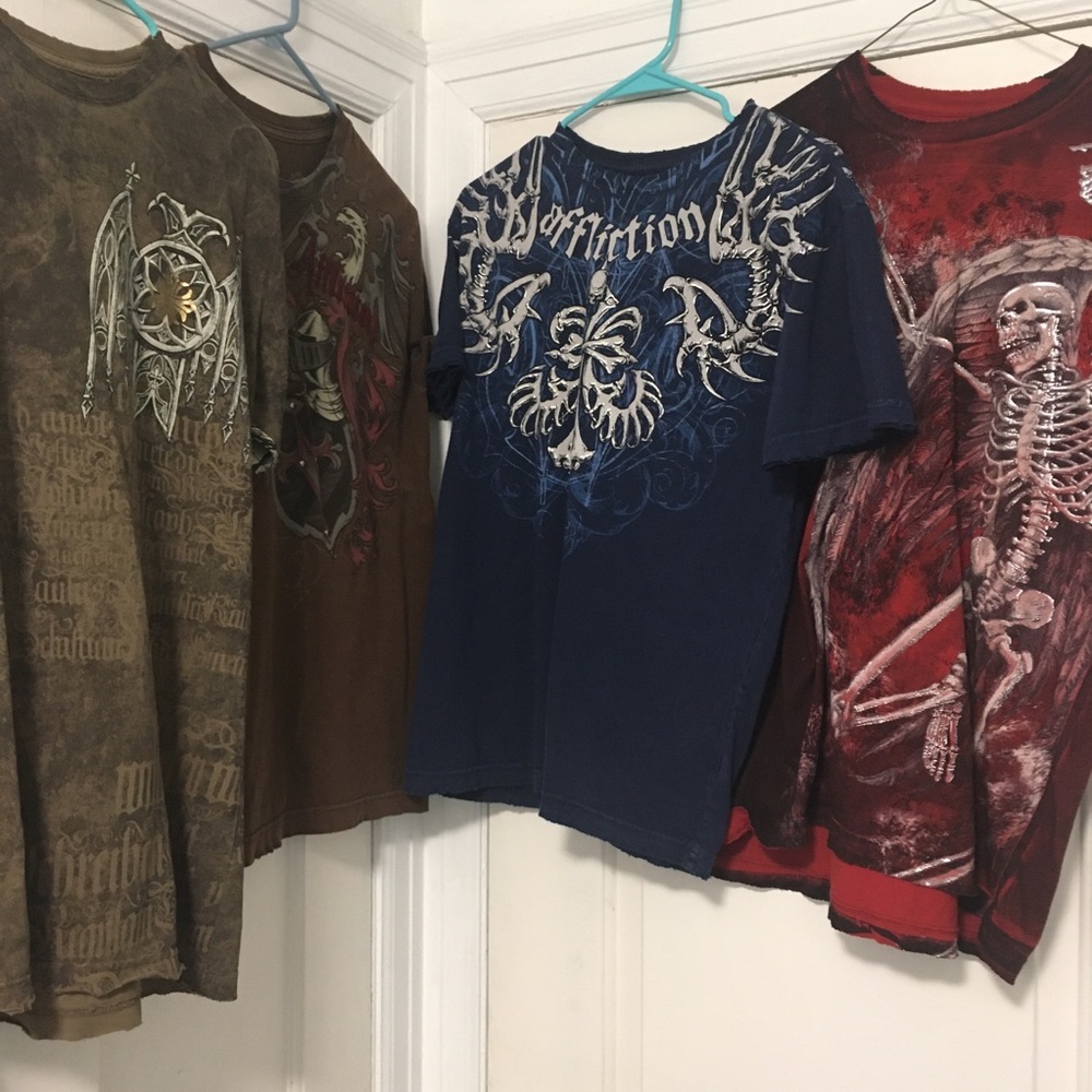 4 Affliction Men’s Medium Graphic T Shirts MMA
